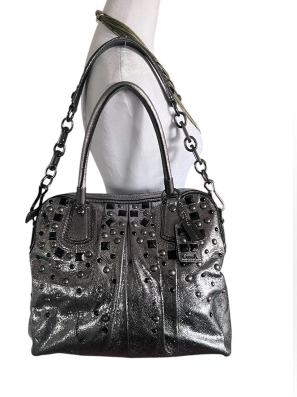 Coach Metallic Studded Shoulder Bag